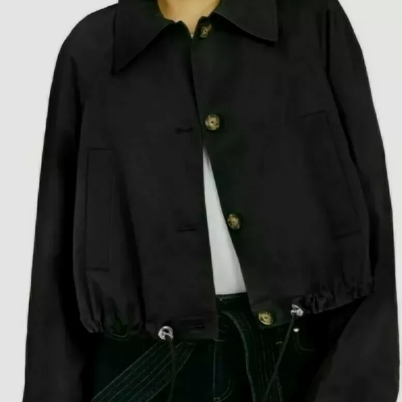 New INC All-Weather Drawstring Button Front Wing Collar Black Trench Coat XXL - Picture 3 of 11